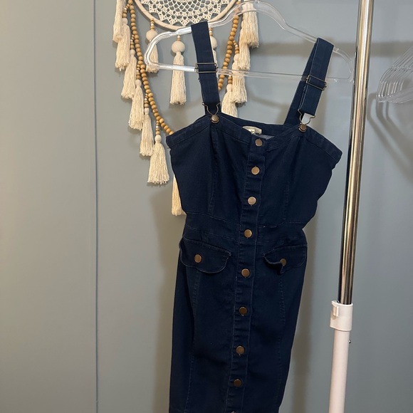 Derek Heart Navy Button-Down Dress - Picture 1 of 1